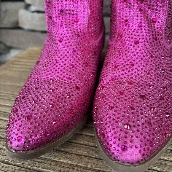 Link  Kids Pink Rhinestone Pull On Boots Size 3 - Picture 6 of 12